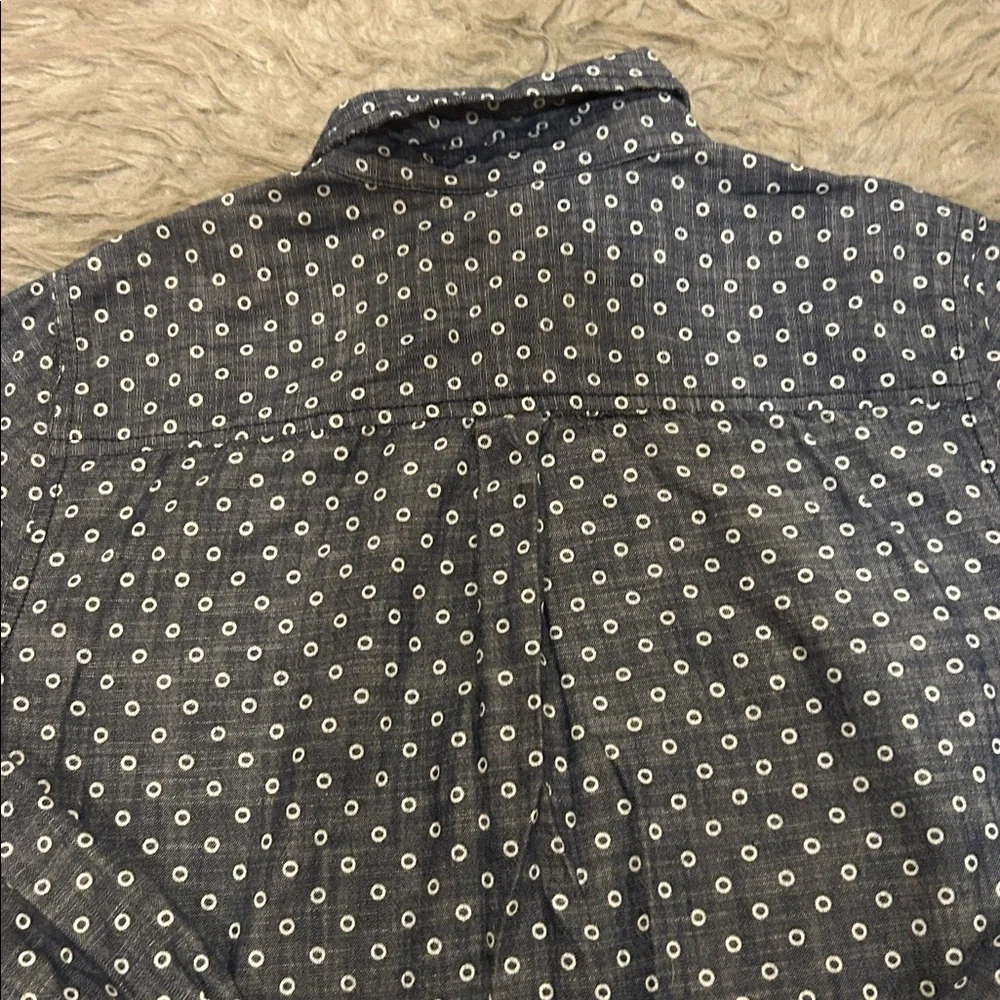J. Crew Blue and White Patterned Long‎ Sleeve Quarter Button Down Shirt